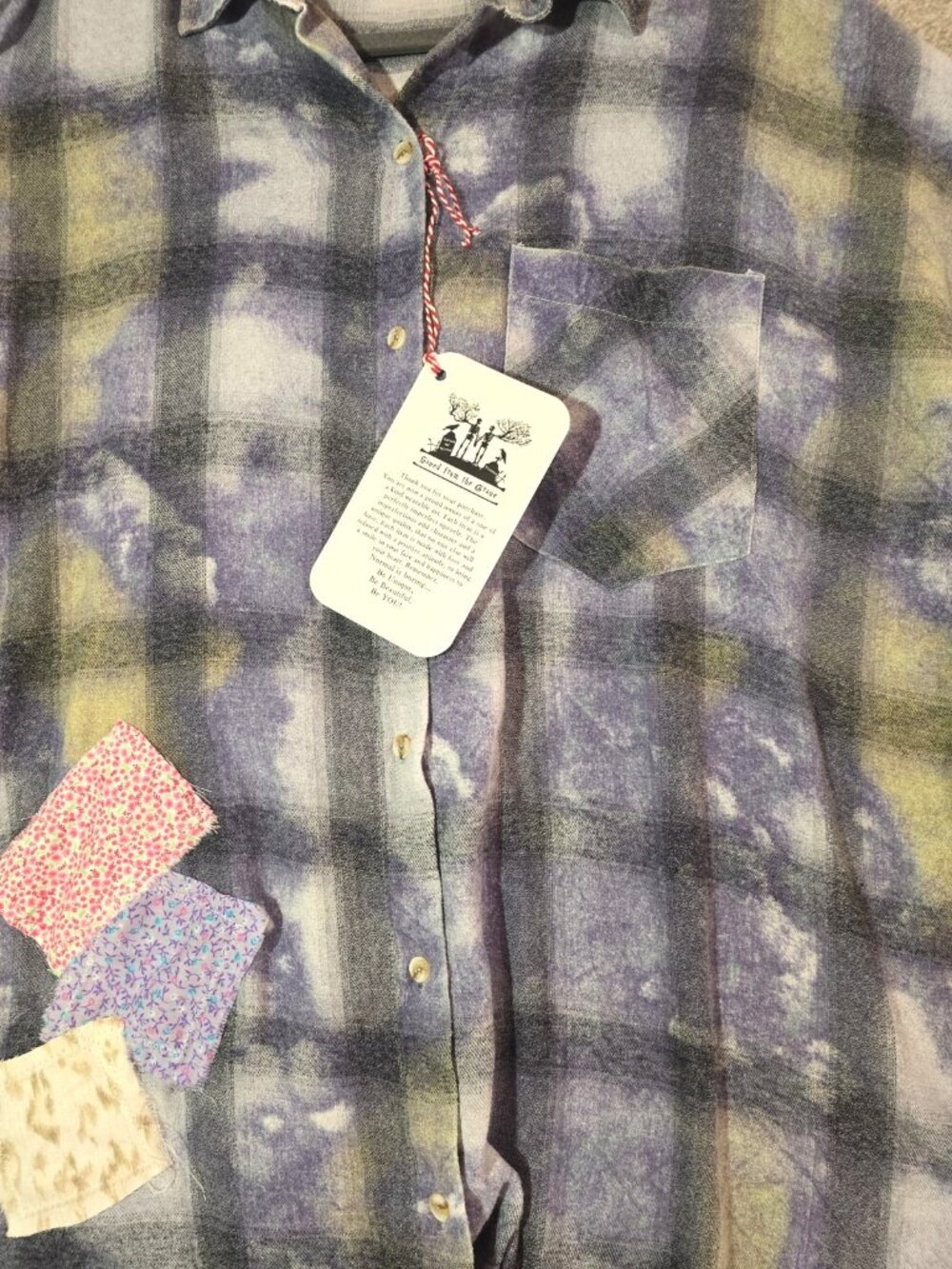 OOAK Upcycled Flannel Shacket Shirt Be Kind Sunflower Patch Oversized Women's 1X - Picture 4 of 13